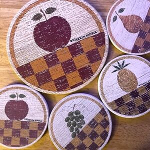 Warren Kimble CoasterStone Coasters & Trivet Set Fruit Patterns Set of 4